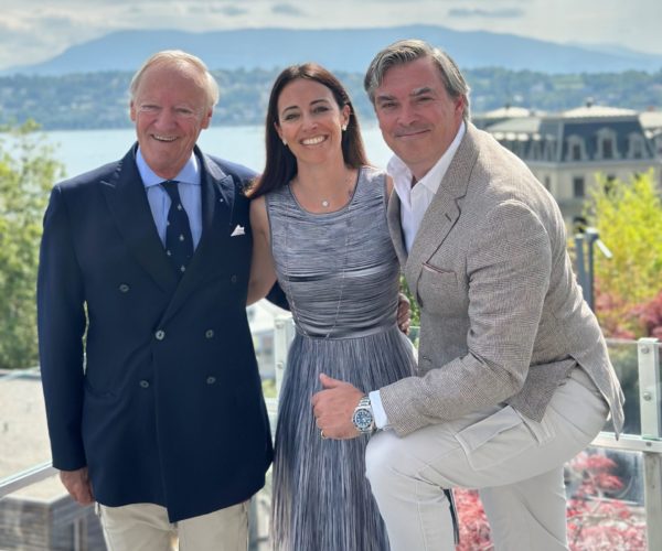 Mrs Alexandra de Coulon accompanied by her father, Dr Christian Rey, and her brother, Mr Xavier Rey.